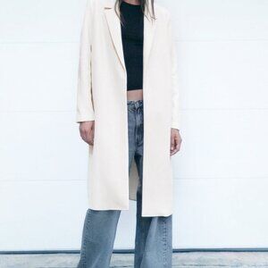 Zara Soft White Trench Coat Size XS